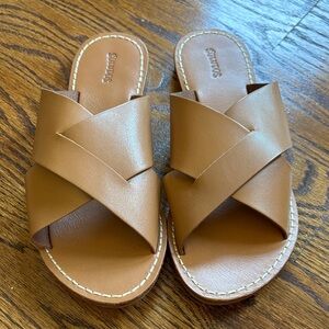 Soludos Tan Crisscross Leather Sandals